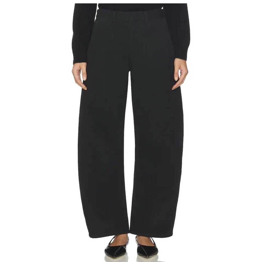 NILI LOTAN Tribeca Pant in Jet Black Barrel Leg Relaxed Fit Jeans Women’s Size 8
